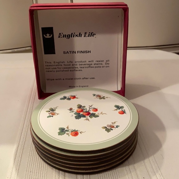 English Life coasters Strawberry Patch Box of 6 coaster - Picture 2 of 7